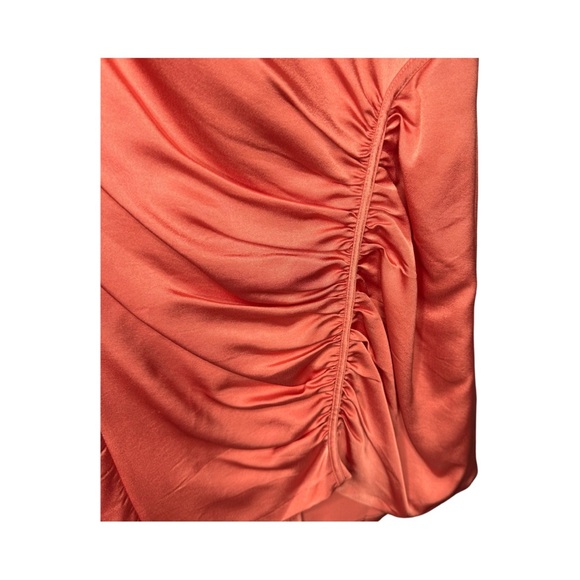 COPY - (NWT) Anthropologie Ruched Asymmetrical Mini Dress Coral Size 6 - Picture 10 of 15